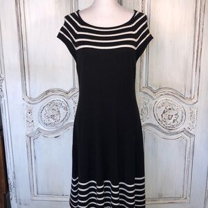 Eliza J Lovely Black and White Fit and Flair Sweater Dress Size Medium